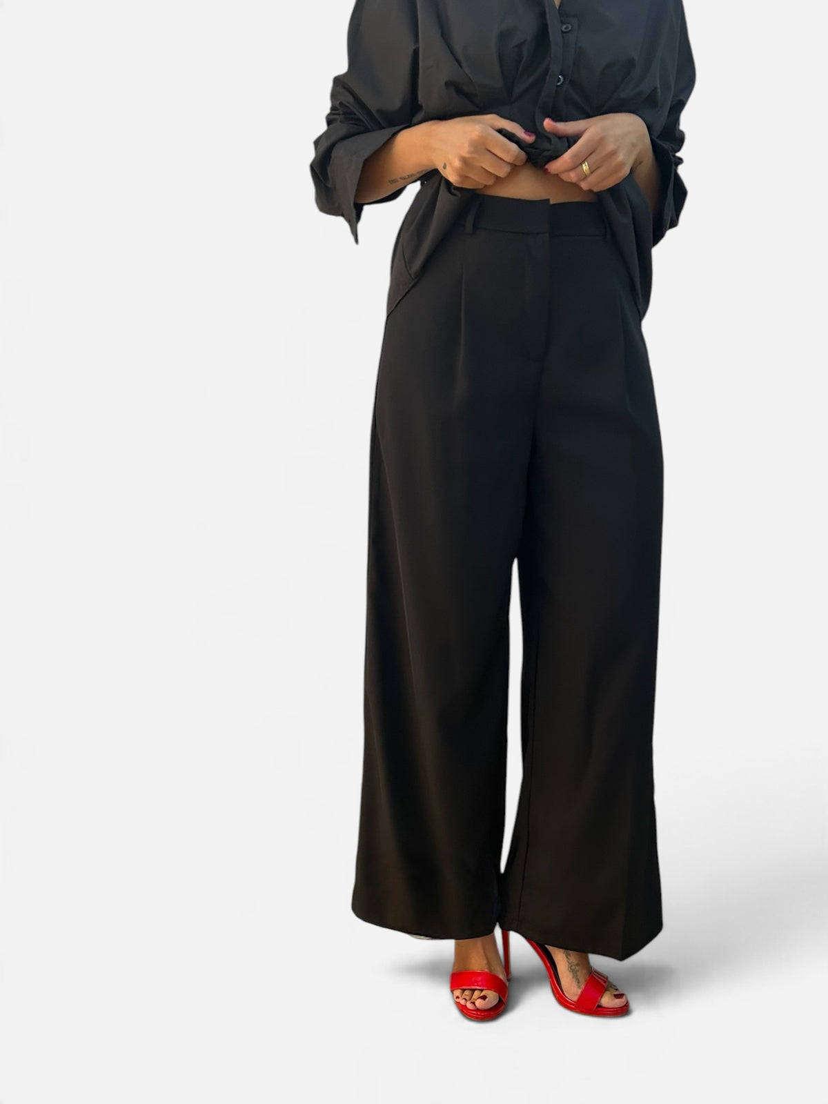 Pantaloni gamba larga Nero