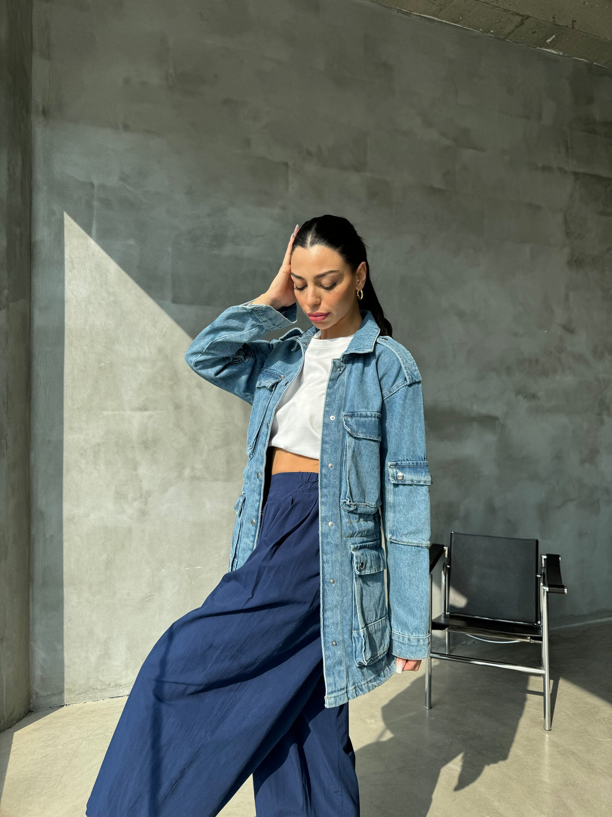 Giacca in denim Multitasche