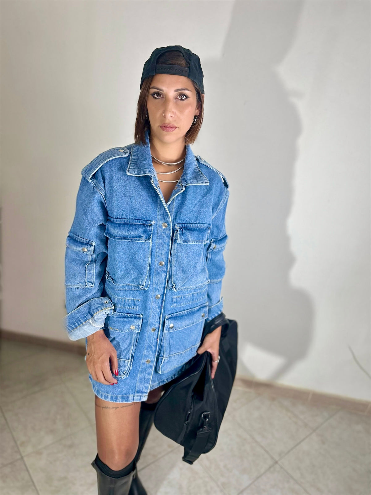 Giacca in denim Multitasche