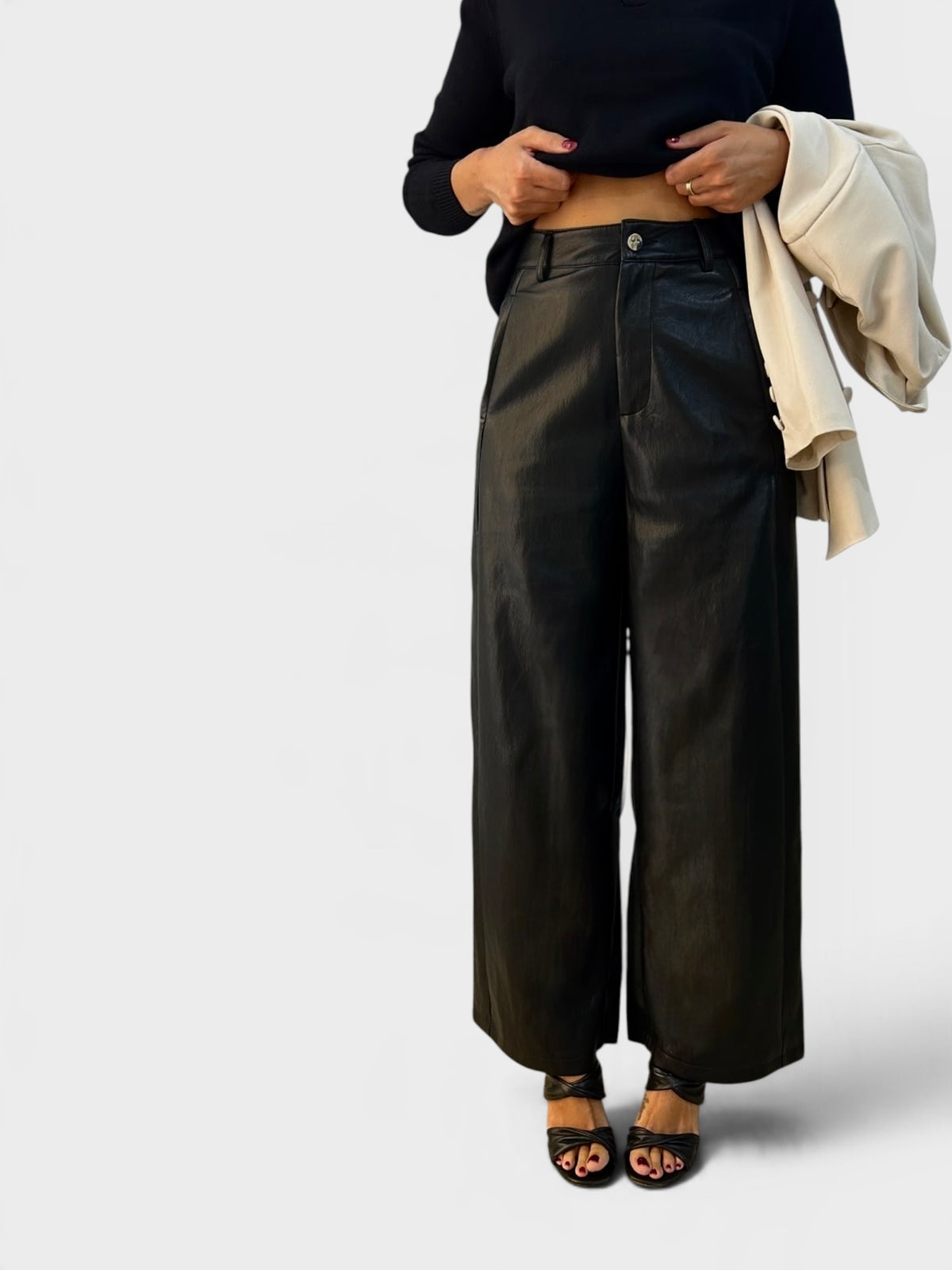 Pantalone effetto pelle nero
