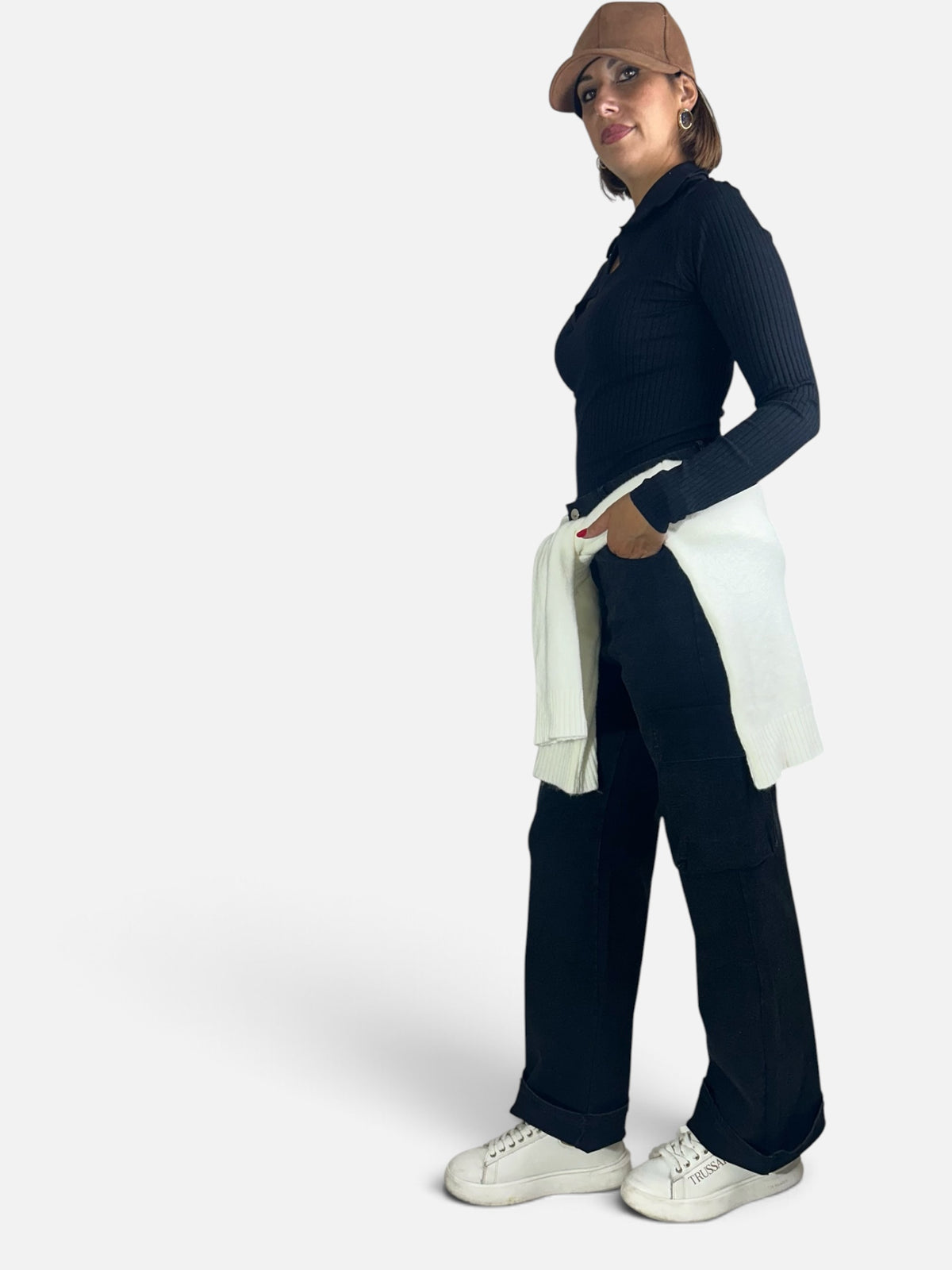 Pantalone effetto denim cargo