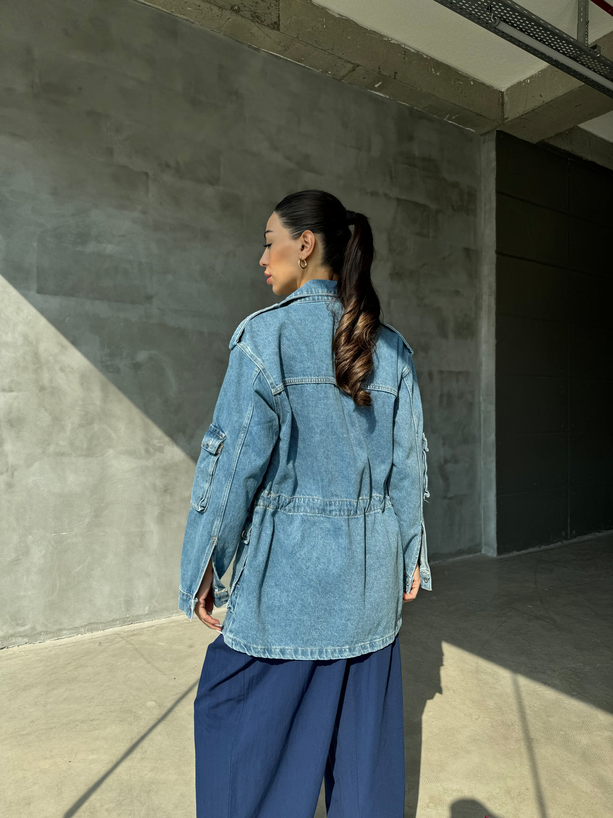 Giacca in denim Multitasche