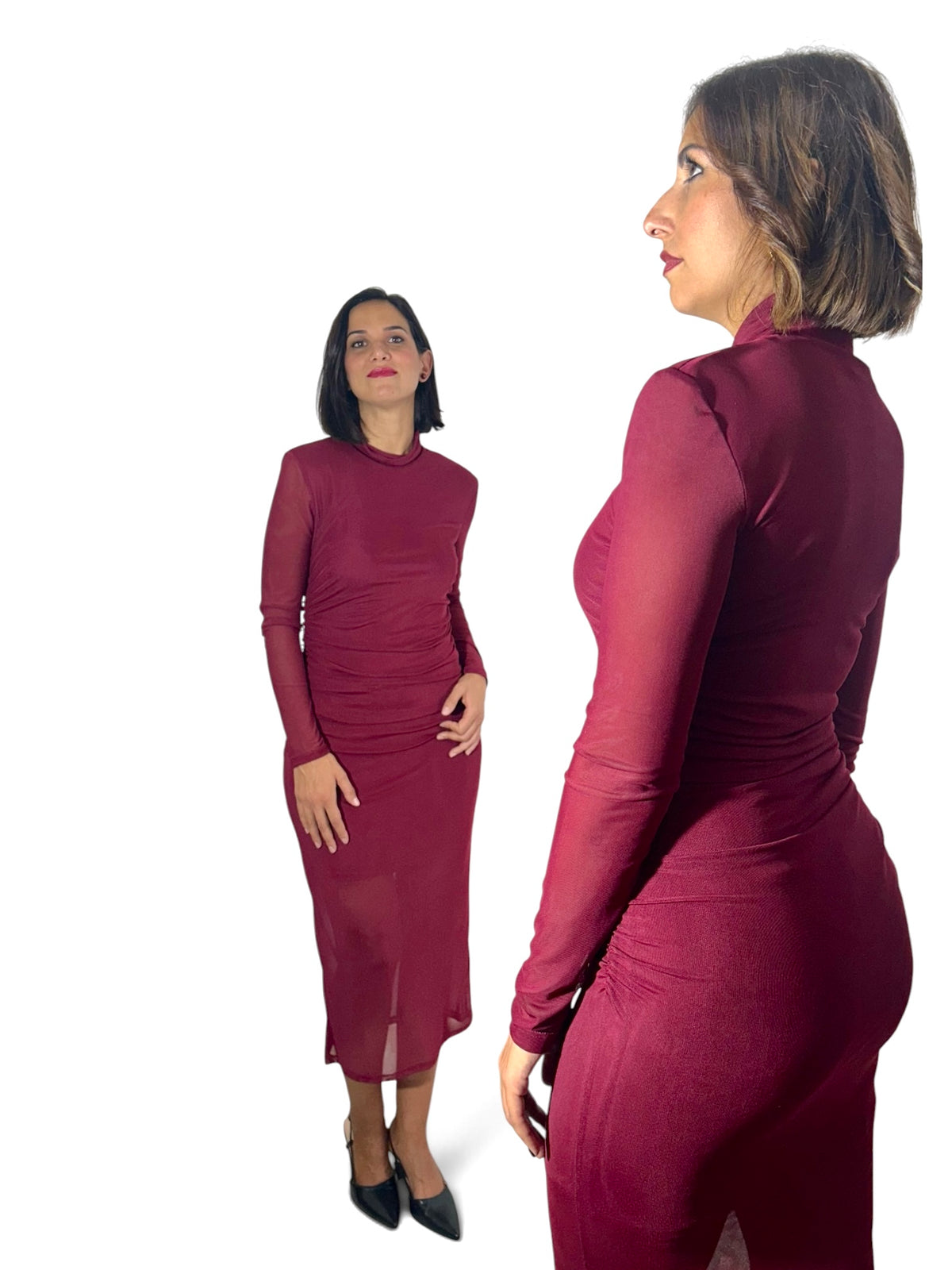 Abito tulle Bordeaux by Lumina