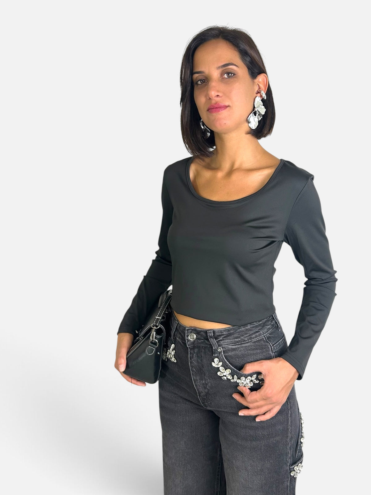 Maglia crop Nera