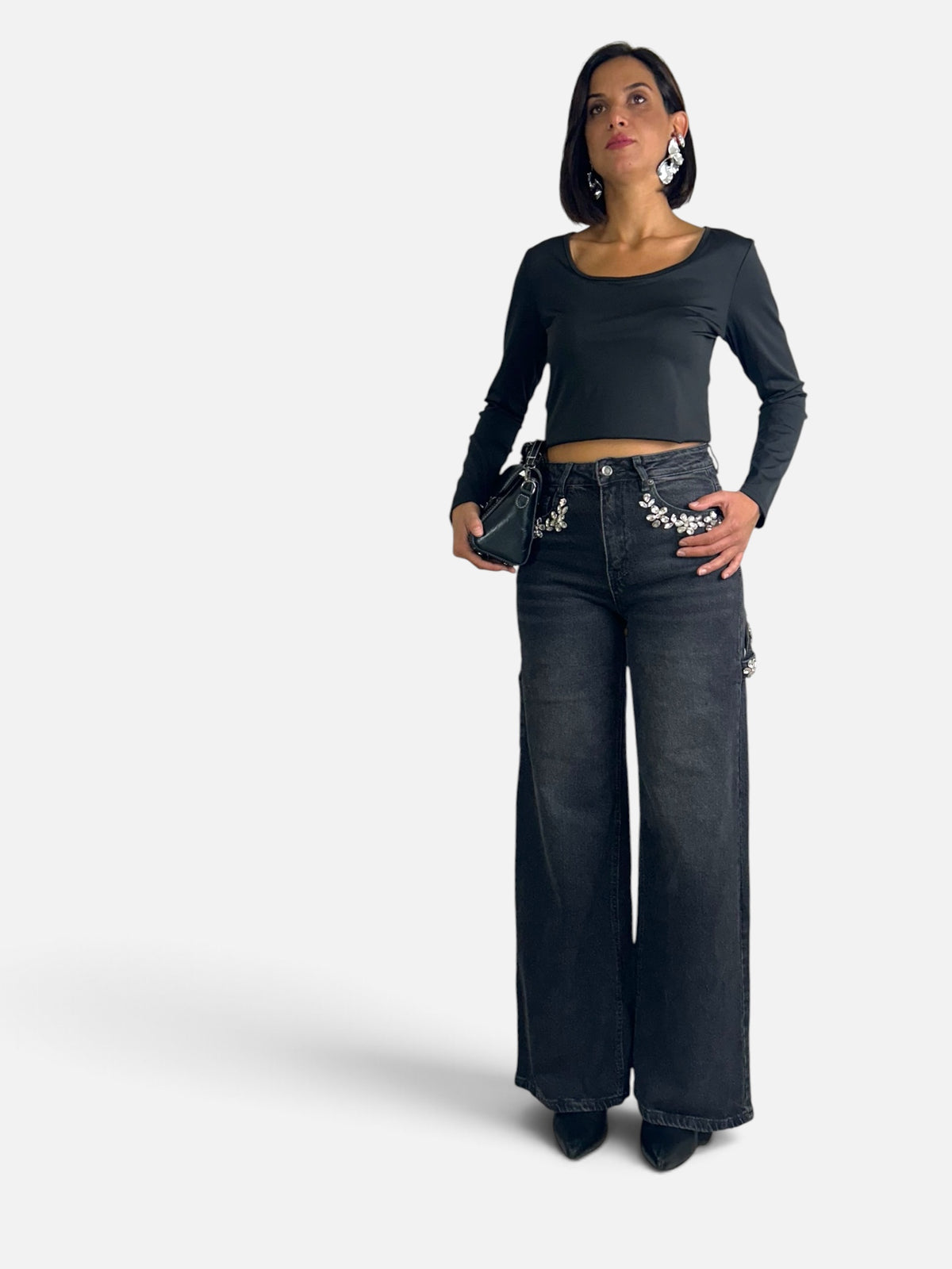 Maglia crop Nera