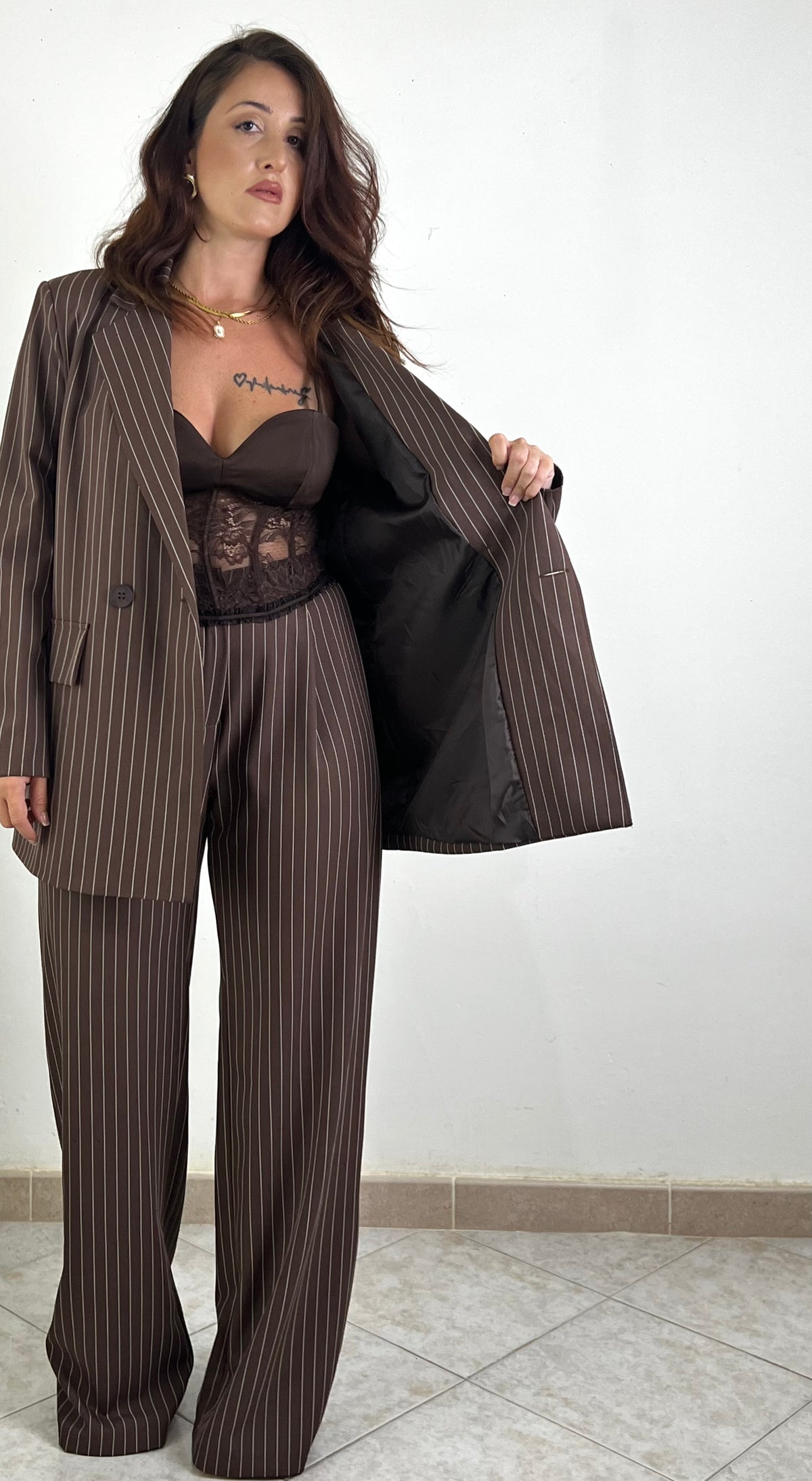 Tailleur Gessato Marrone YOUR NEXT STEP
