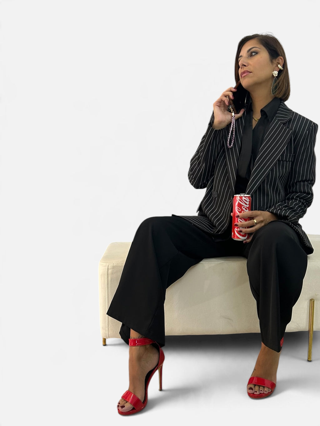 Blazer Over gessato Nero