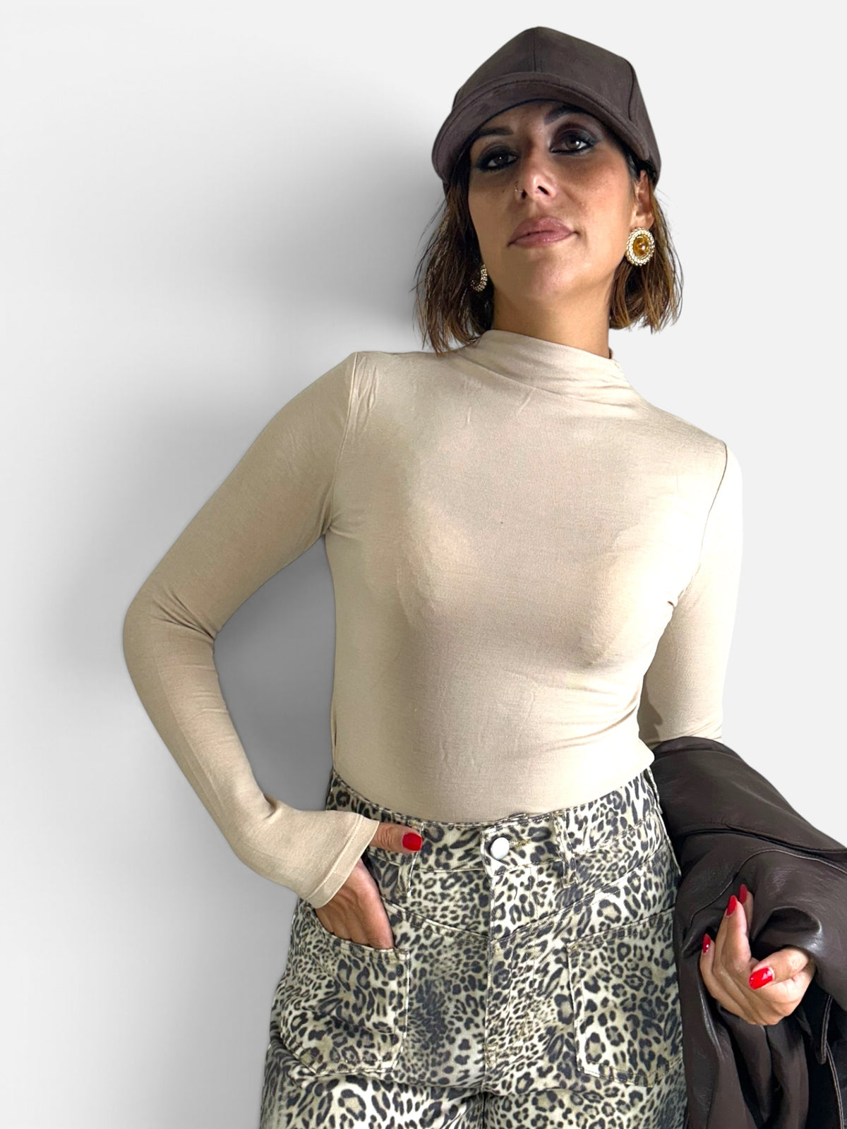 Maglia fit cotone Beige