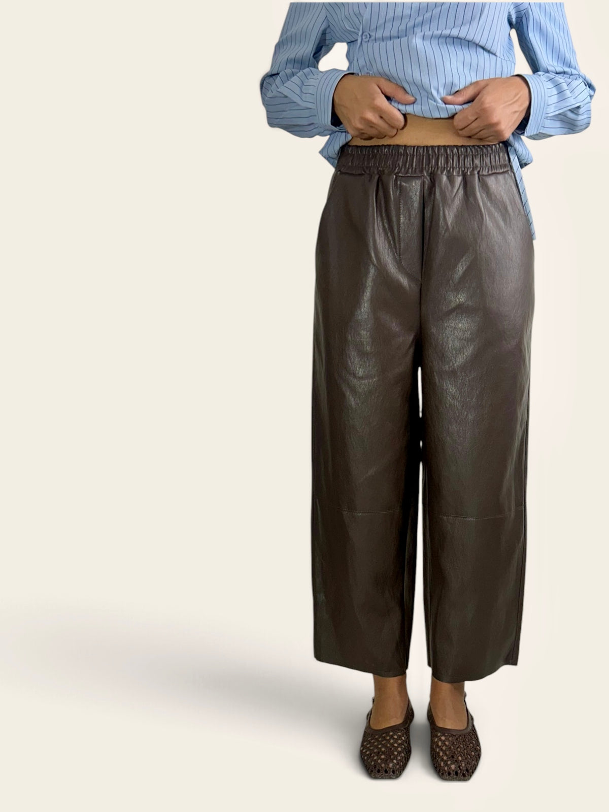 Pantalone Cropped effetto pelle