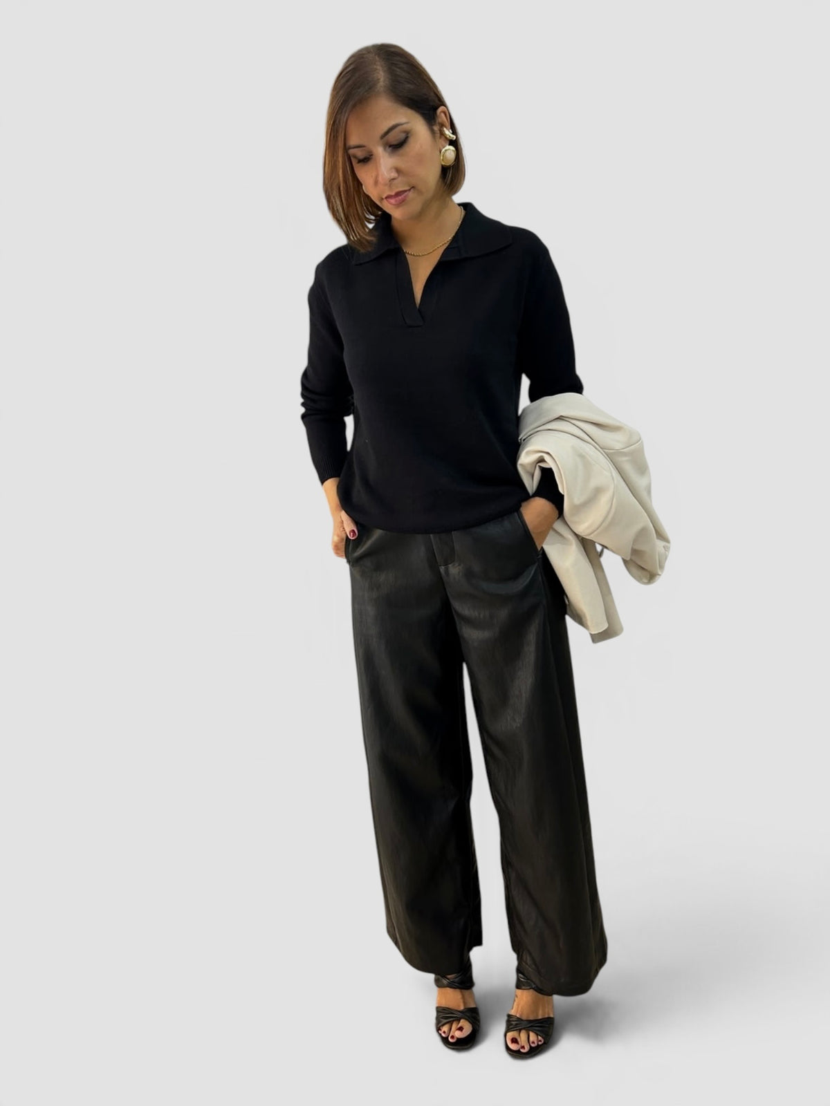 Pantalone effetto pelle nero
