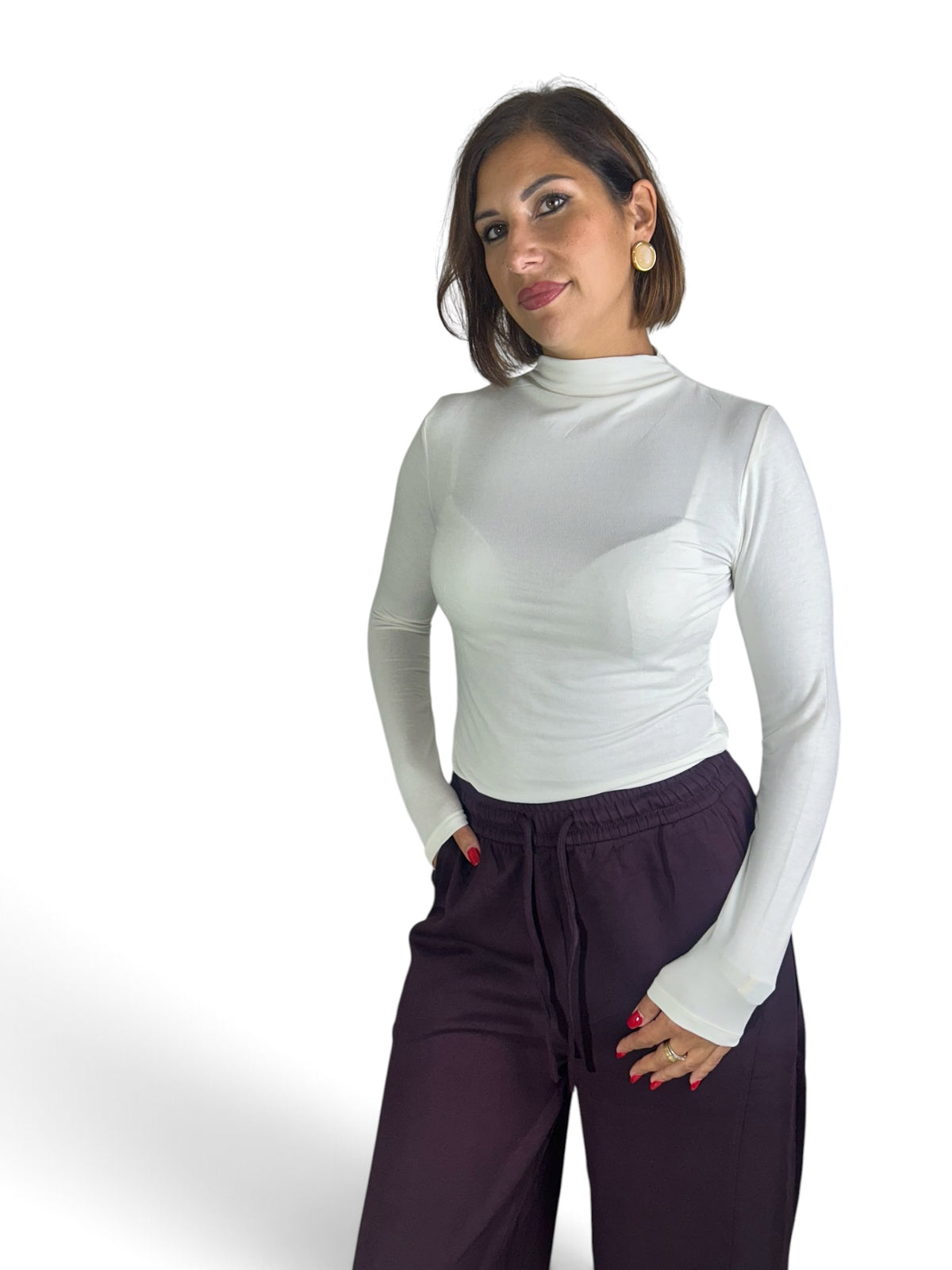 Maglia fit  cotone Avorio