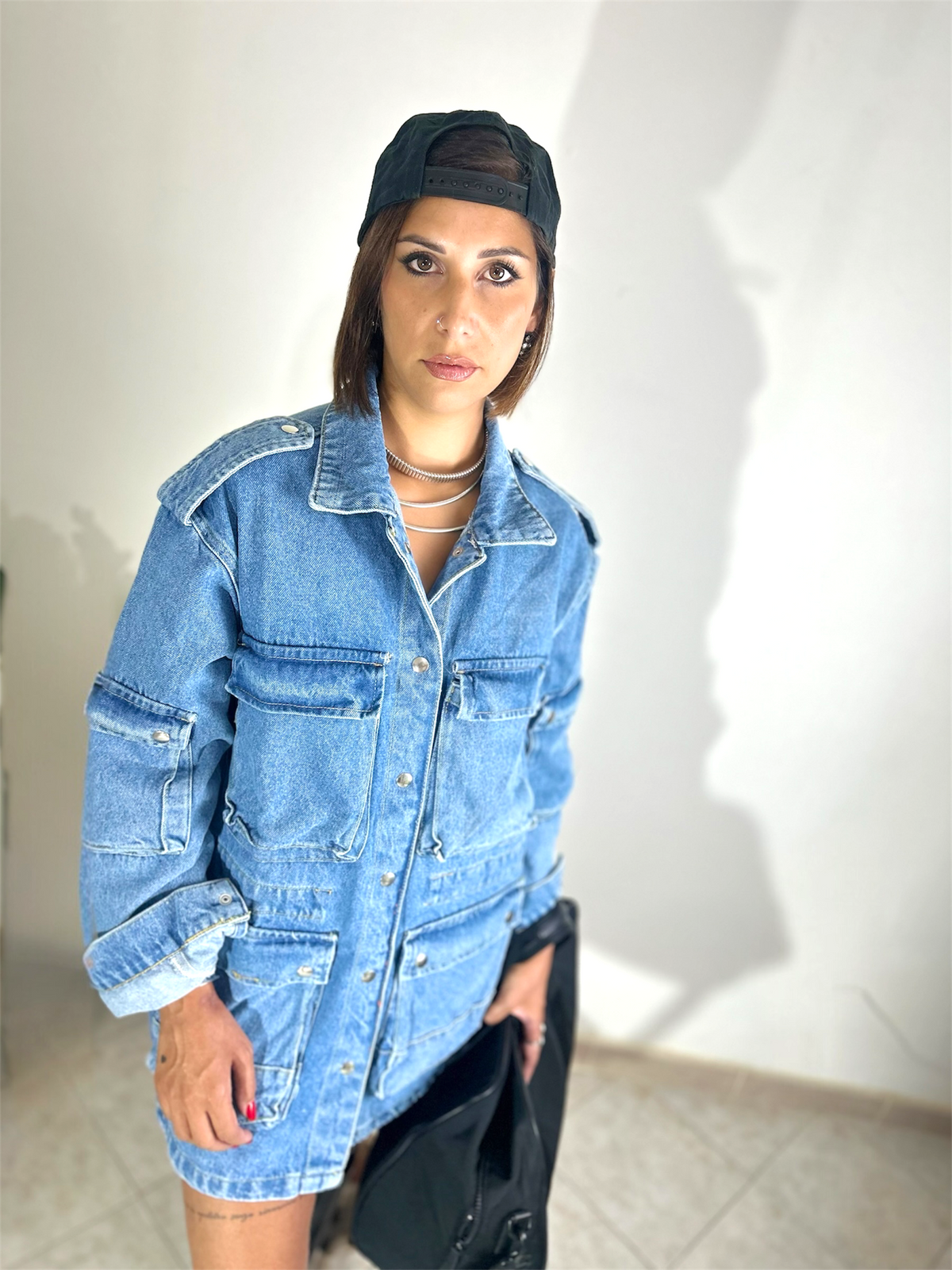 Giacca in denim Multitasche