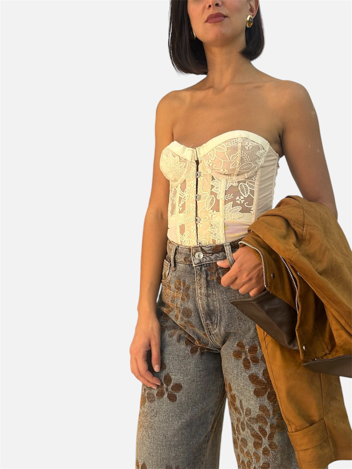 Bustier tulle e pizzo Panna
