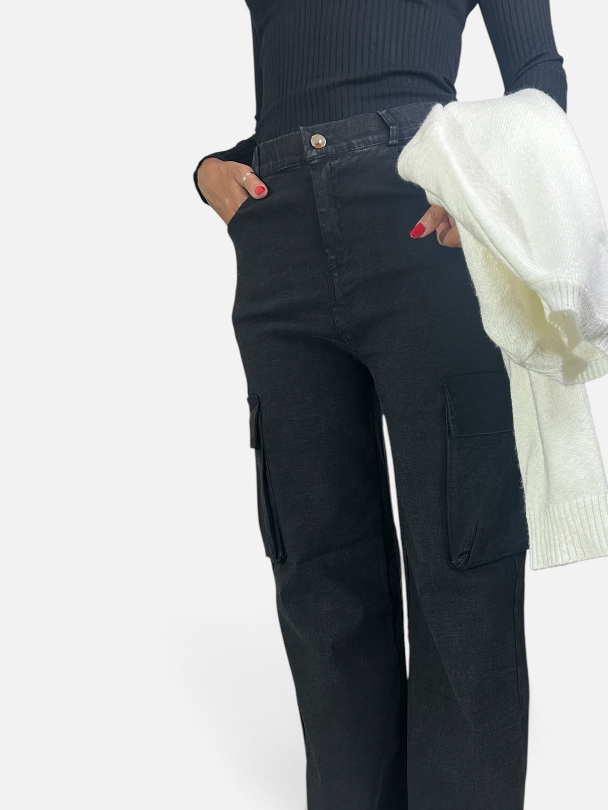Pantalone effetto denim cargo
