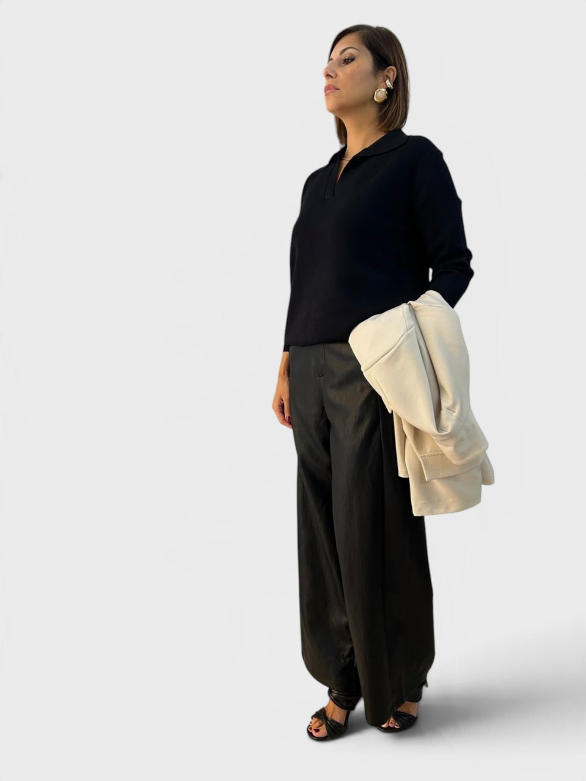 Pantalone effetto pelle nero