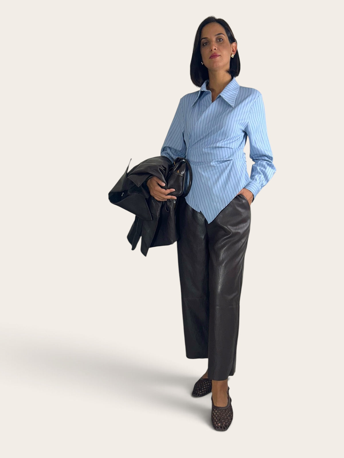 Pantalone Cropped effetto pelle