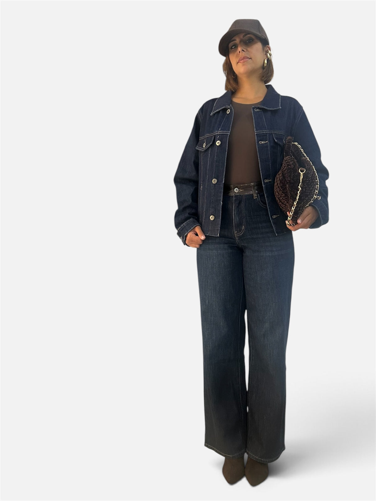Giubbottino Jeans Fascia effetto pelle