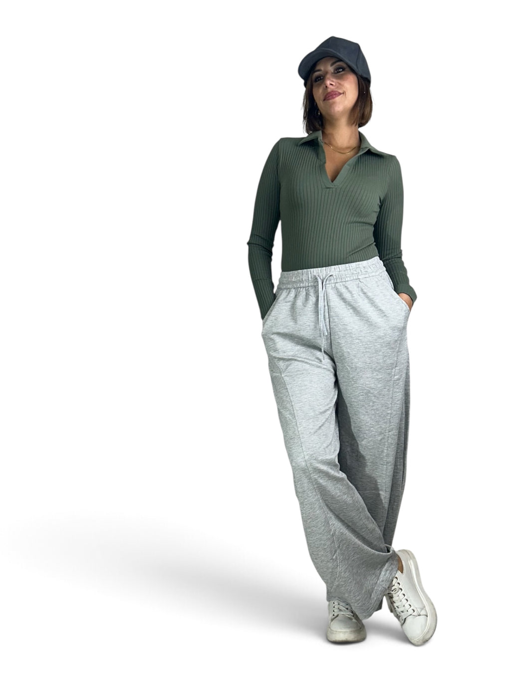 Maglia in costina Verde Militare