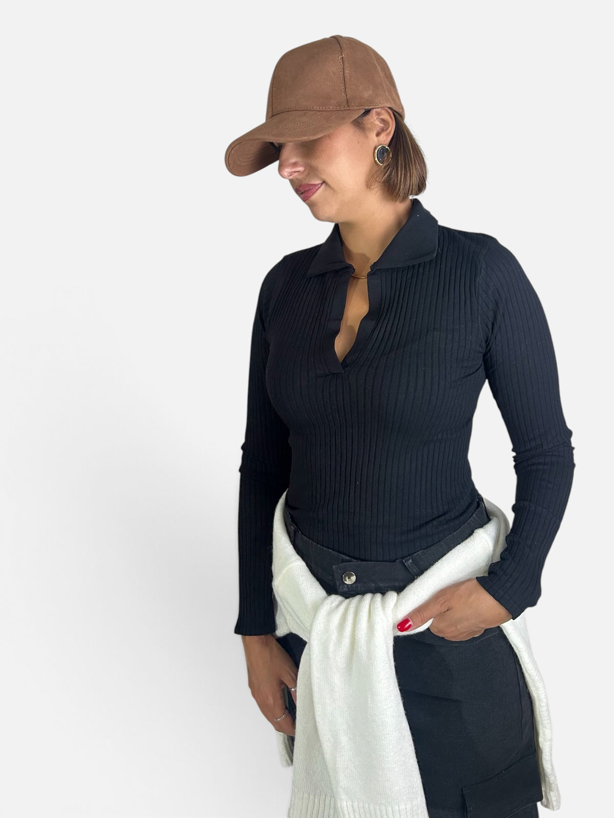 Maglia in costina Nera